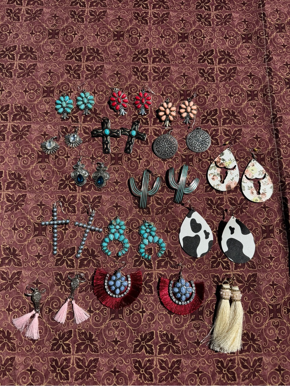 Western Turquoise Floral and Mixed Color Women’s Earring Set